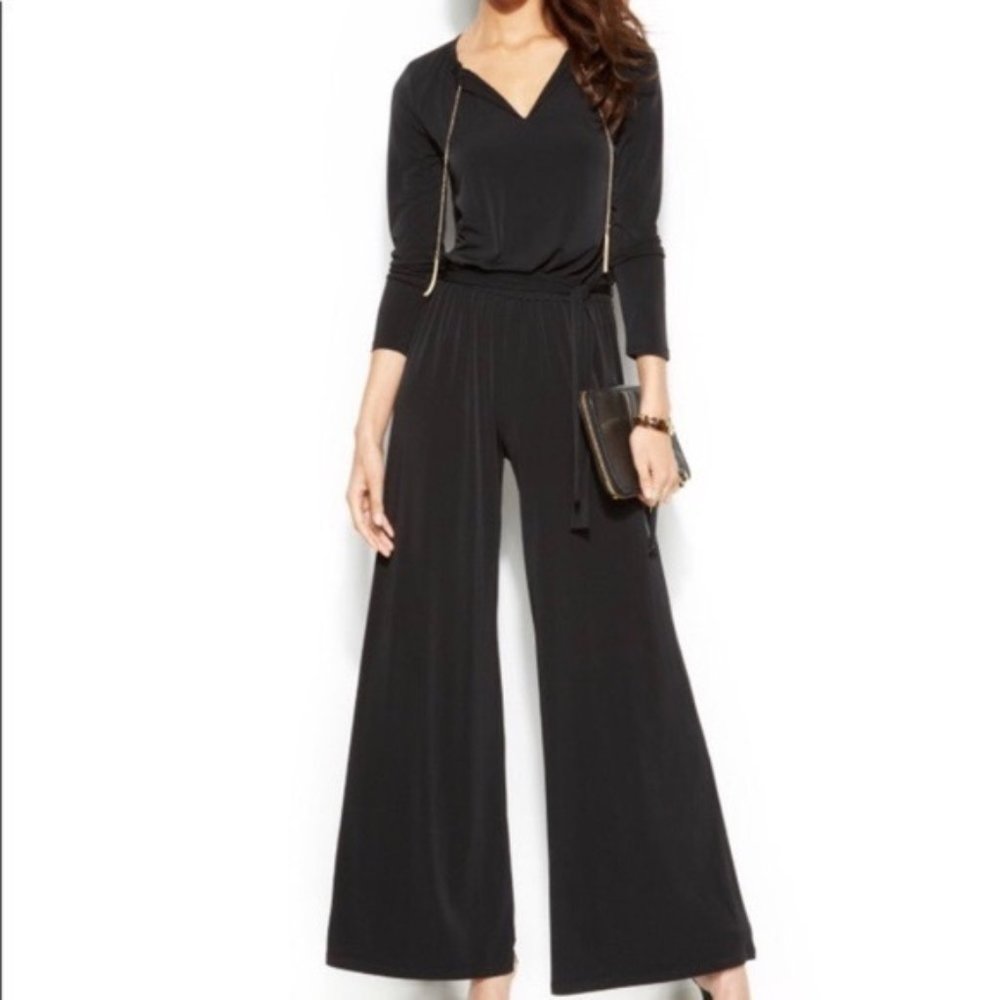 Michael Kors Navy Blue Chain Neck Jumpsuit Romper